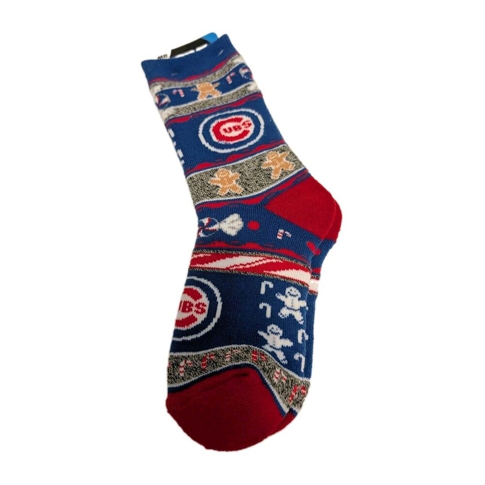 Chicago Cubs Ugly Christmas Crew Socks NWT  MLB  Large FBF Originals